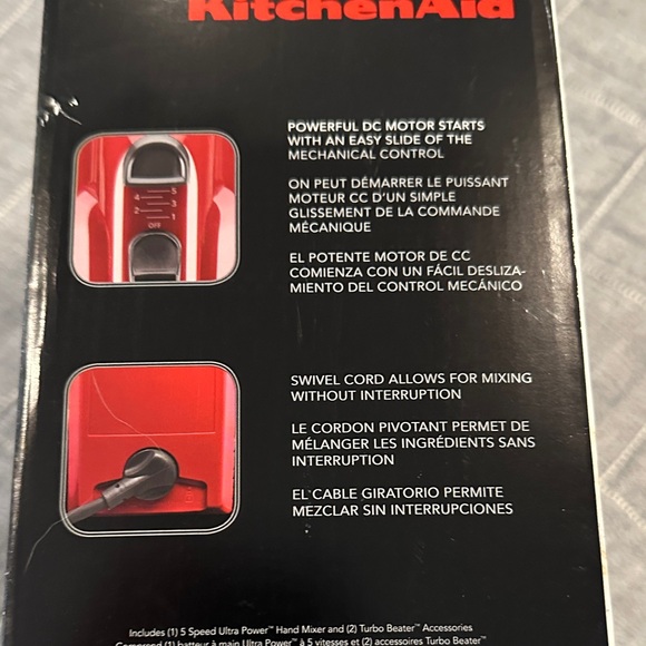 KitchenAid Ultra Power Red Hand Mixer-New in Box - Picture 3 of 6